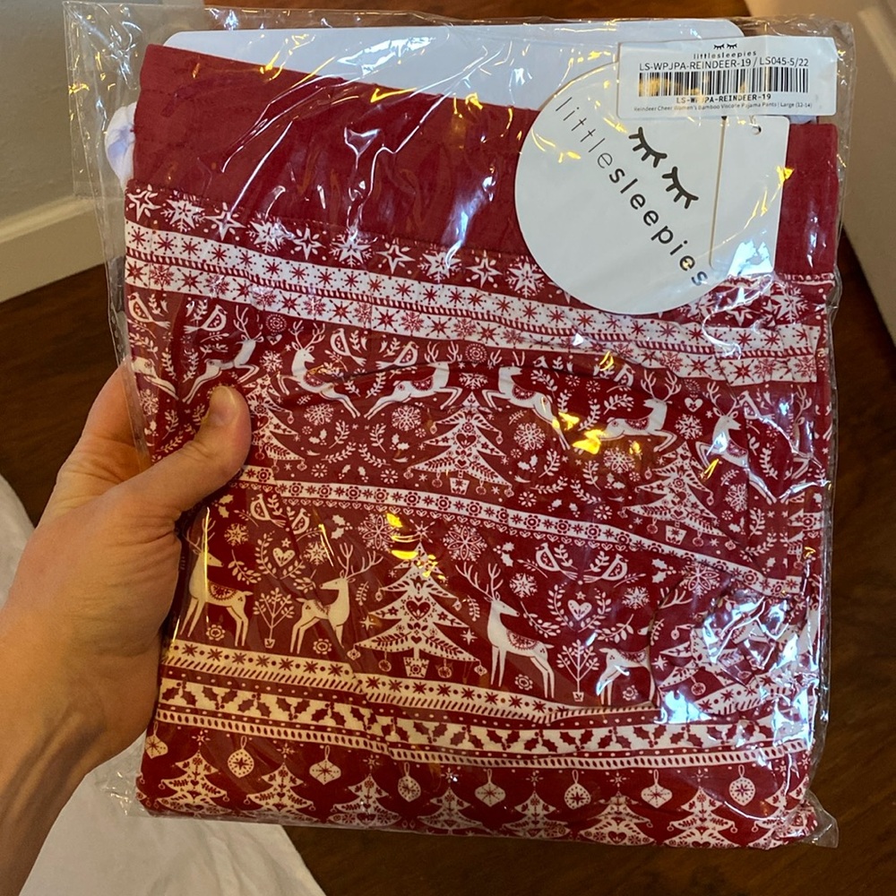 Little sleepies womens bamboo pajamas large pants reindeer print